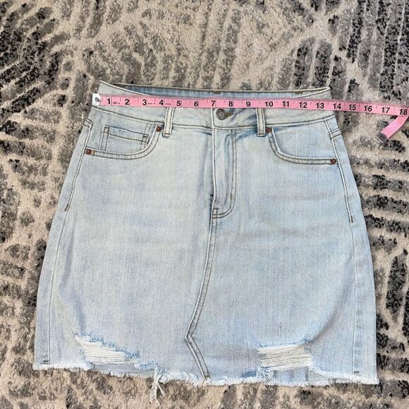 Light Blue Distressed Wild Fable Mini Skirt Women's 4 - Picture 3 of 6